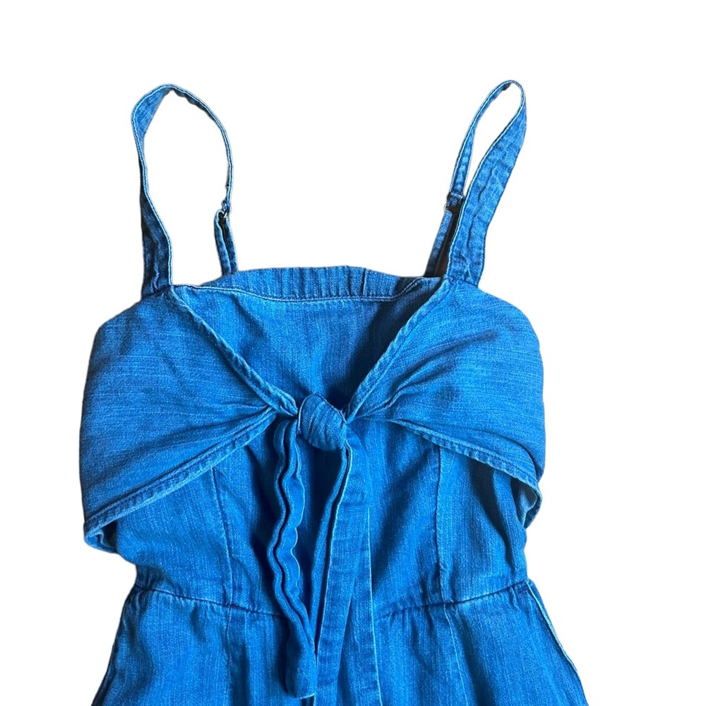 Vintage Abercrombie & Fitch Denim Jumpsuit Size XXSP Tie Front Cropped - Picture 2 of 12